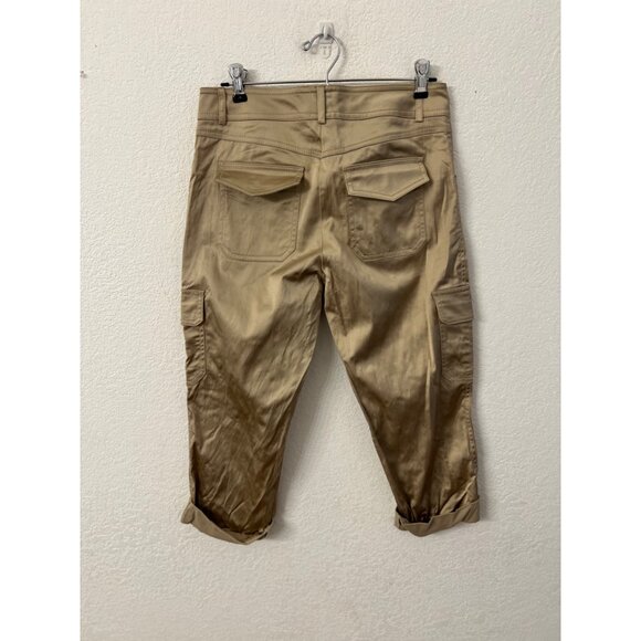 Cache Gold Cargo Capri Pants women Size 4 Rayon Blend - Picture 2 of 5